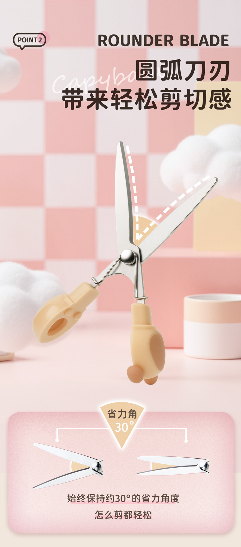 天高厂家卡皮巴拉剪刀便携式小剪刀迷你笔形剪刀 手账办公定 制详情3