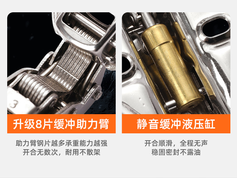 可泡水304不锈钢合页铰链橱柜门静音液压缓冲飞机烟斗弹簧五金详情3