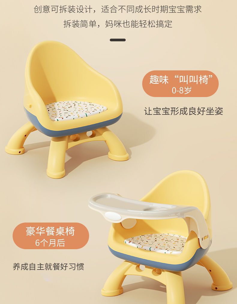 宝宝吃饭桌餐椅多功能凳子婴儿童椅子家用塑料靠背座椅叫叫小板凳详情15