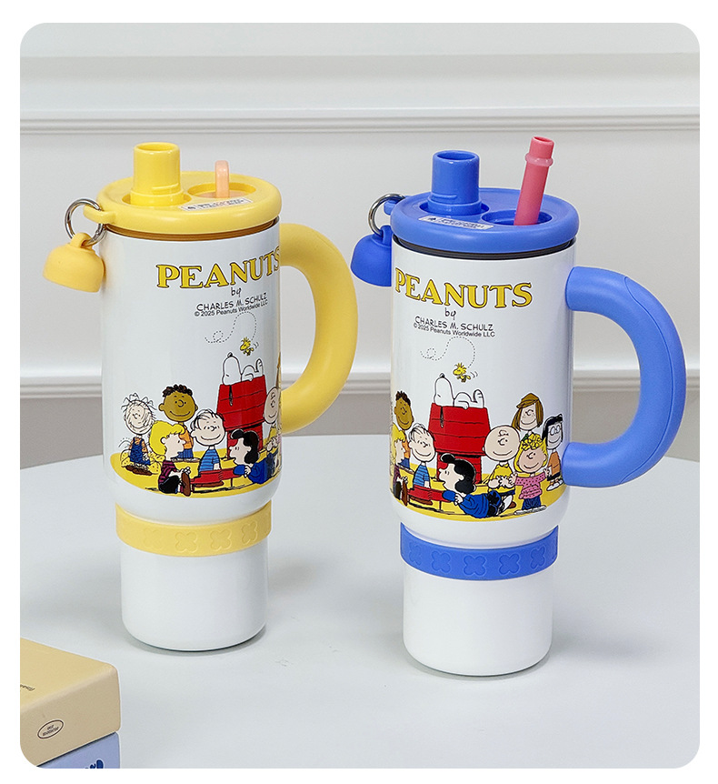 Snoopy Handle ice cup Coffee milk tea cold preservation 1200ml large capacity stainless steel insulated cup tea and water separation pic 14
