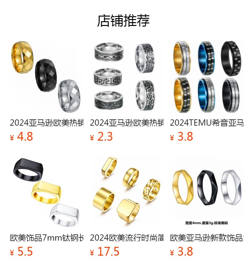 跨境货源 首漫饰品厂批发首饰 男士个性钛钢戒指男款饰品一件代发详情1
