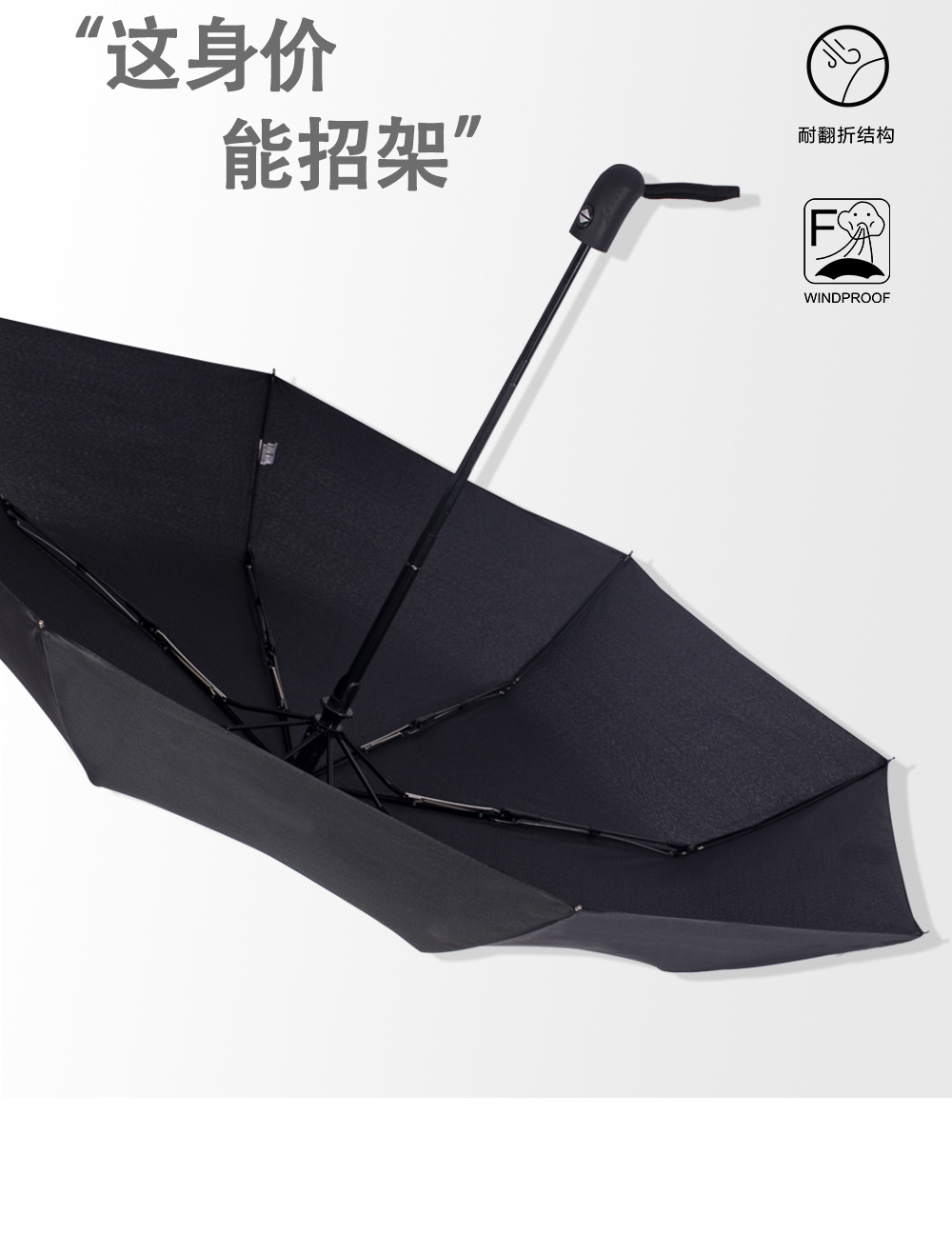Black Spring fabric impact umbrellas and fiber folding umbrellas are now on sale for cross-border automatic umbrellas exported to Europe pic 10