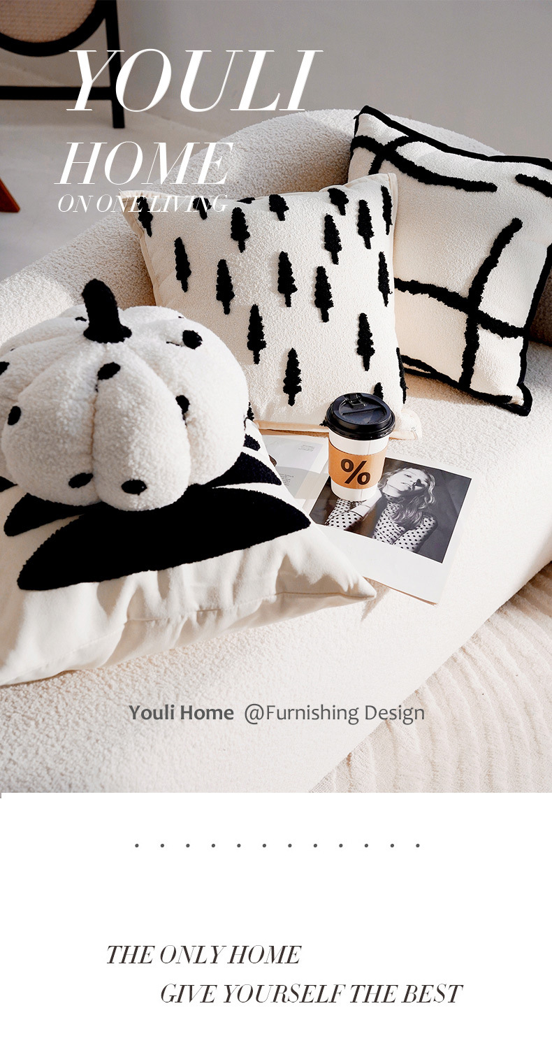 French-style forest black and white checkered, ins style high-end throw pillow sofa, pillow-like bay window cushion, pillowcase with core pic 1