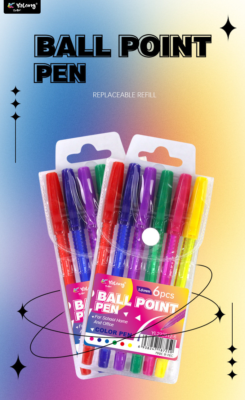 Yalong Cross-border best-selling high-quality ballpoint pens, colored ballpoint pens for office use pic 1