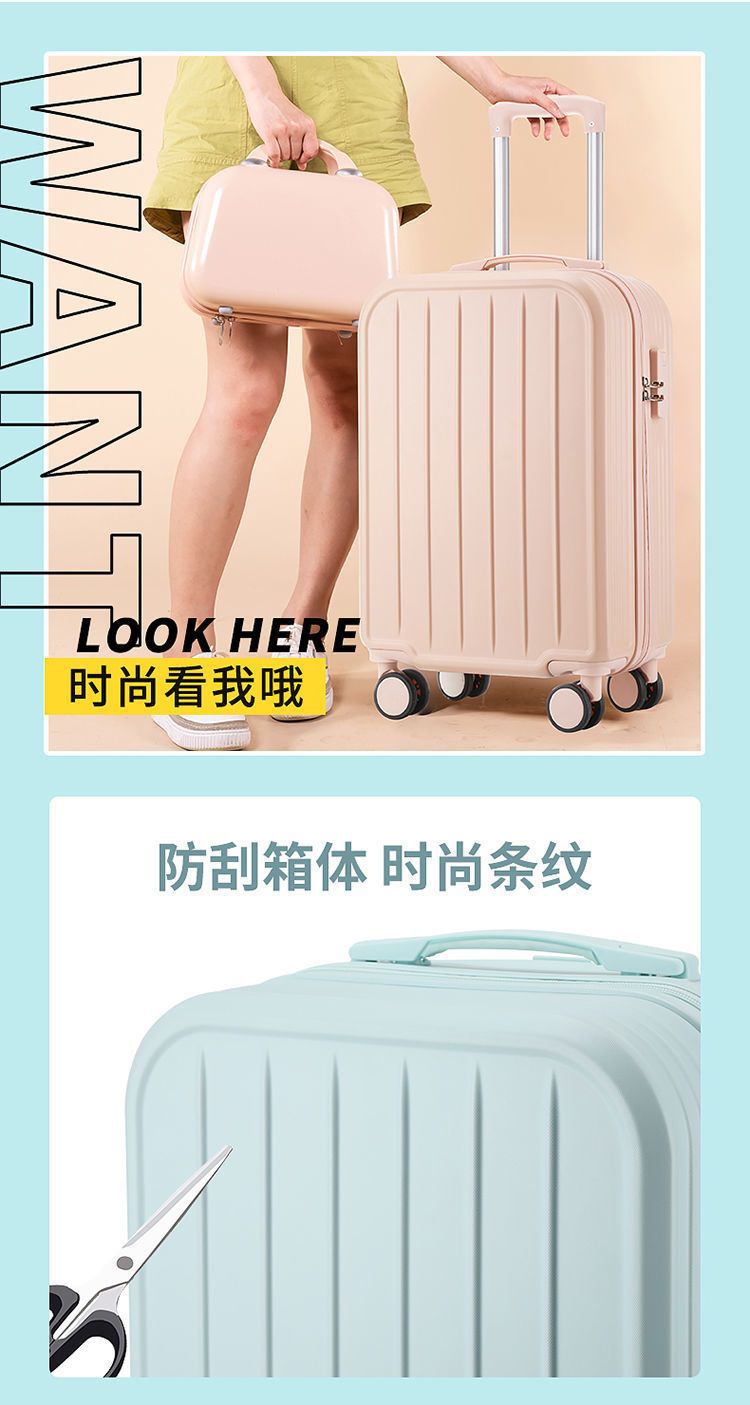 Candy-colored, fresh and cute mother and child suitcase for female students, Korean version travel trolley case, swivel wheels, 20-inch carry-on suitcase pic 7