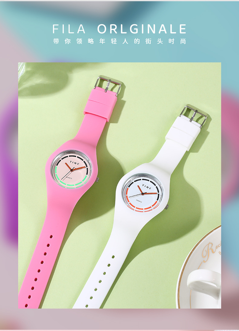 Cross border schoolgirls reloj pareja impermeable versátil reloj de cuarzo casual reloj minimalista reloj electrónico reloj de silicona pic 5