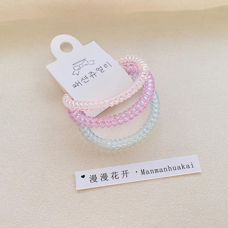 Three-piece set of transparent jelly telephone line hair band, simple and shiny candy, new Korean-style hair tie, fashionable and simple hair accessory pic 11