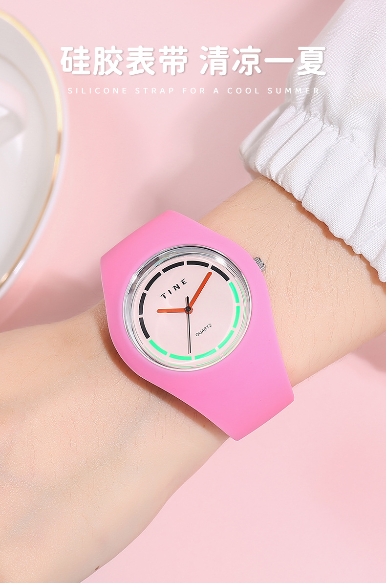 Cross border schoolgirls reloj pareja impermeable versátil reloj de cuarzo casual reloj minimalista reloj electrónico reloj de silicona pic 6