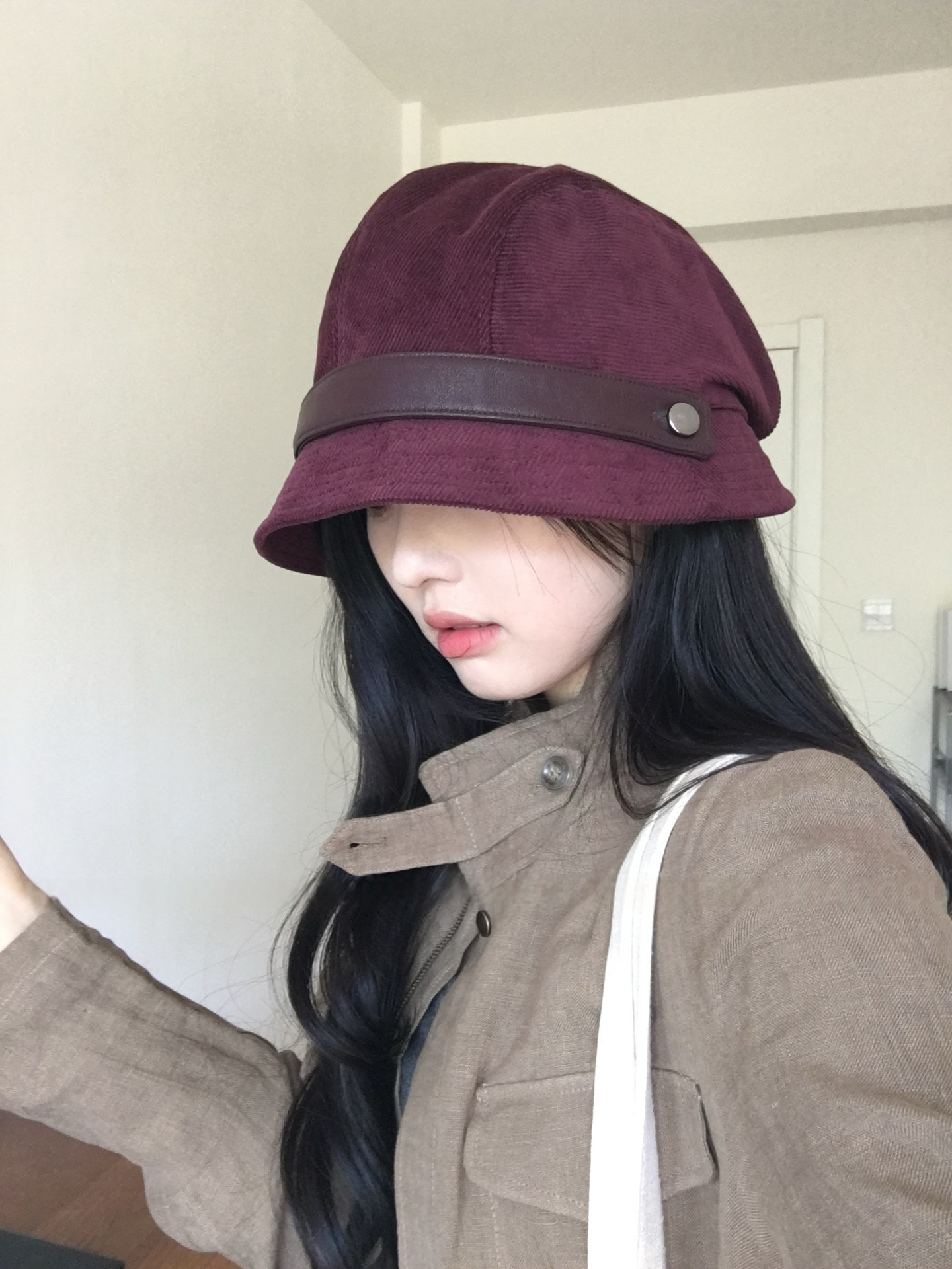 高品质灯芯绒渔夫帽子女秋冬季新款休闲百搭显脸小一帽多戴小礼帽详情21