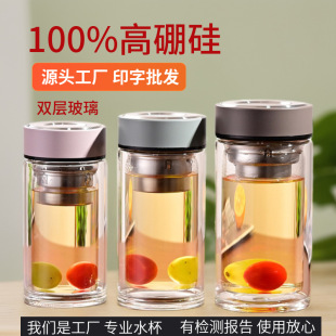 玻璃杯高级感玻璃无铅杯子家用带盖高硼硅双层新款高颜值水杯批发详情8