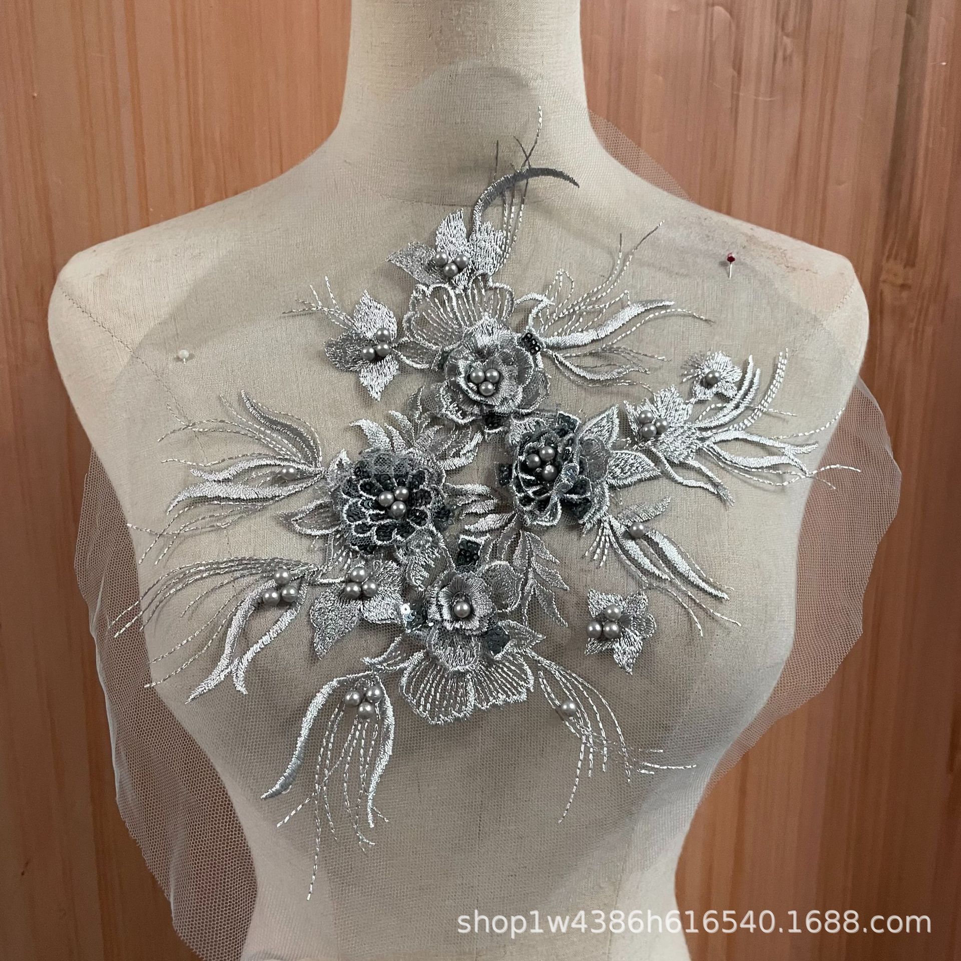 Wholesale lace three-dimensional flower fabric patchwork clothing accessories, nail and diamond decorative appliqued DIY Hanfu collar flowers from the manufacturer pic 7