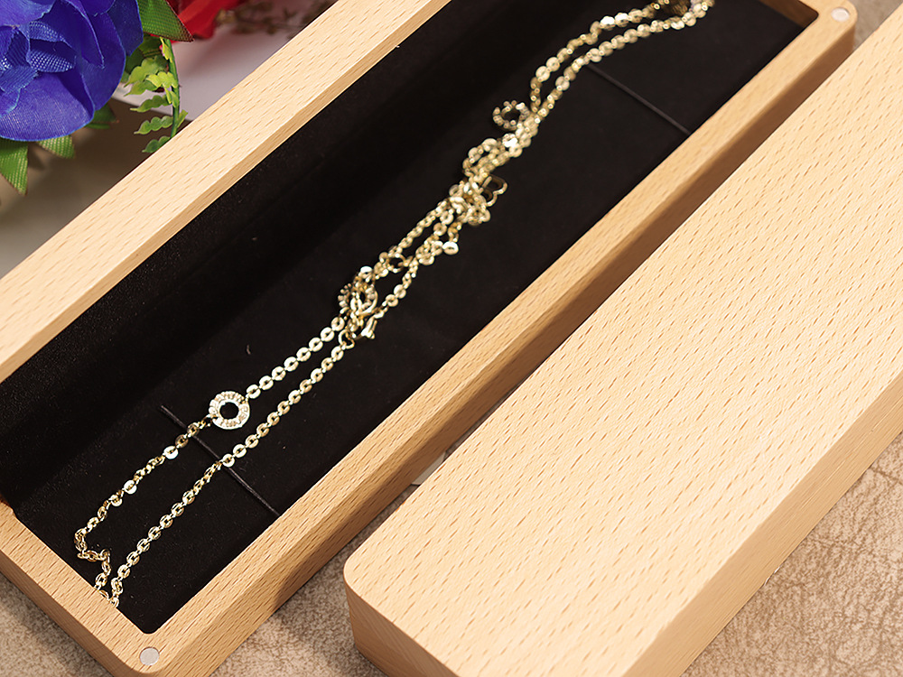 Customized beech wood black walnut necklace jewelry box packaging box, simple and fresh hairpin bracelet necklace jewelry gift box pic 9