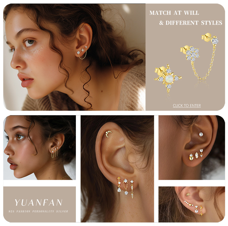 Damilla Four-leaf Clover Earrings s925 sterling silver elegant forest-themed fresh and delicate earrings with micro-inlaid zircon factory wholesale pic 1