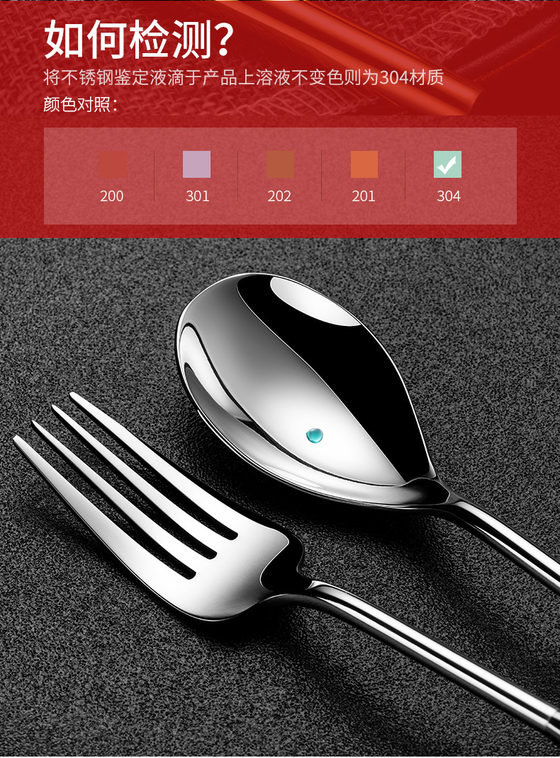 304不锈钢北欧式西餐牛排刀叉勺餐具复古圆柄汤勺甜品叉勺子批发详情3