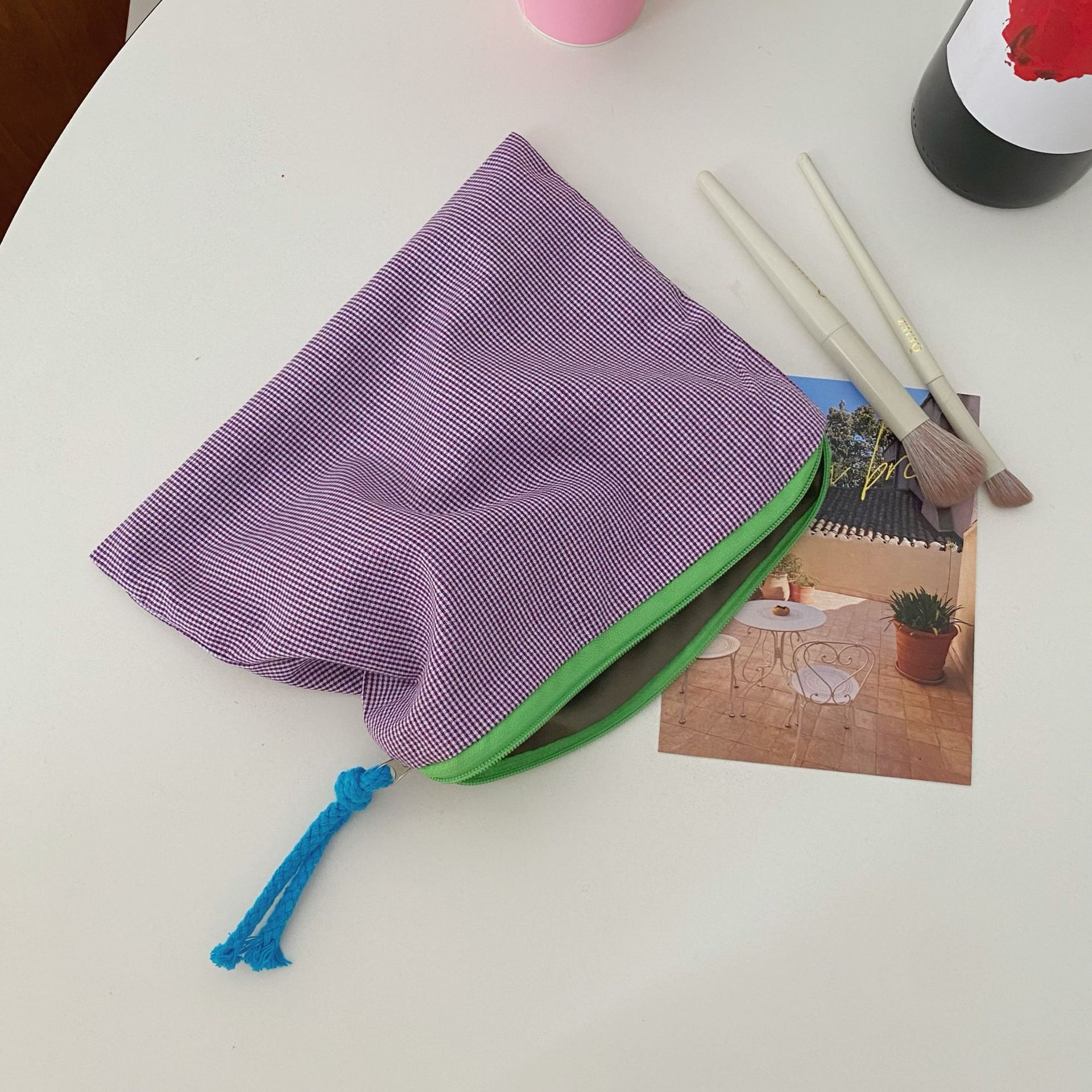 大容量撞色格子包化妆包女ins风便携化妆品收纳袋护肤品洗漱收纳详情11