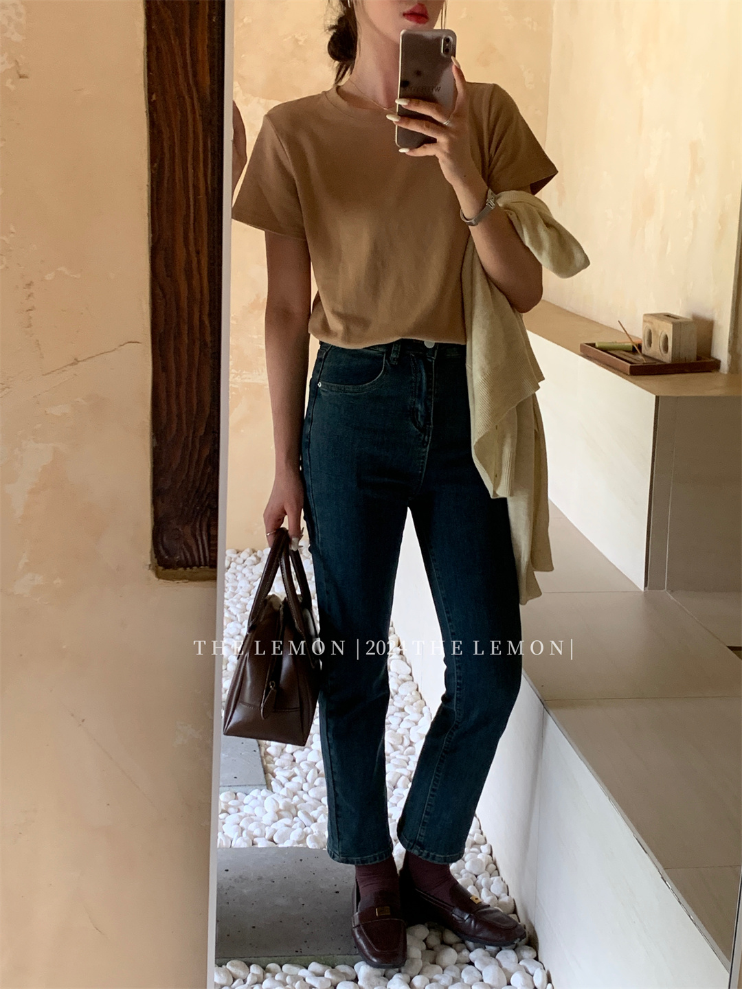 THE LEMON柠檬绿茶正肩磨毛短袖t恤女2024秋季新款百搭上衣打底衫详情32