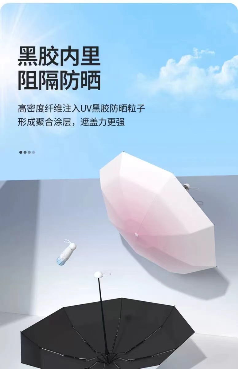 工厂新款五折伞渐变系胶囊伞太阳伞遮阳伞防紫外线小巧便携防晒伞详情8