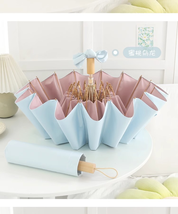 16-bone retro color rubber sun umbrella, all-purpose umbrella for female ins students, wind-resistant, sun-proof and UV-protective sunshade pic 51
