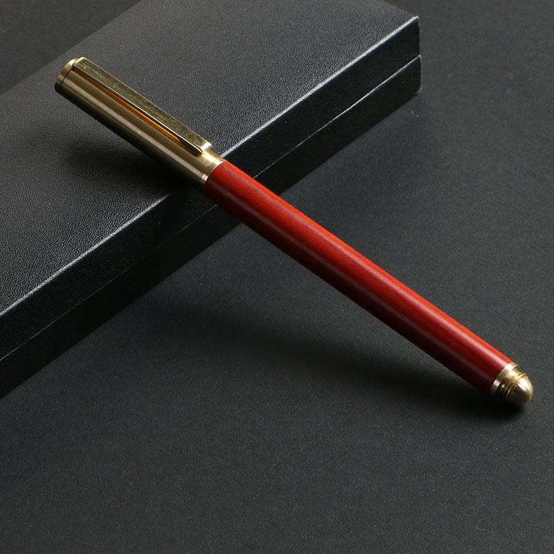 Wooden business pearl signature pen, brass solid wood pen clip, gel pen, LOGO printed, laser customized signature pen pic 25