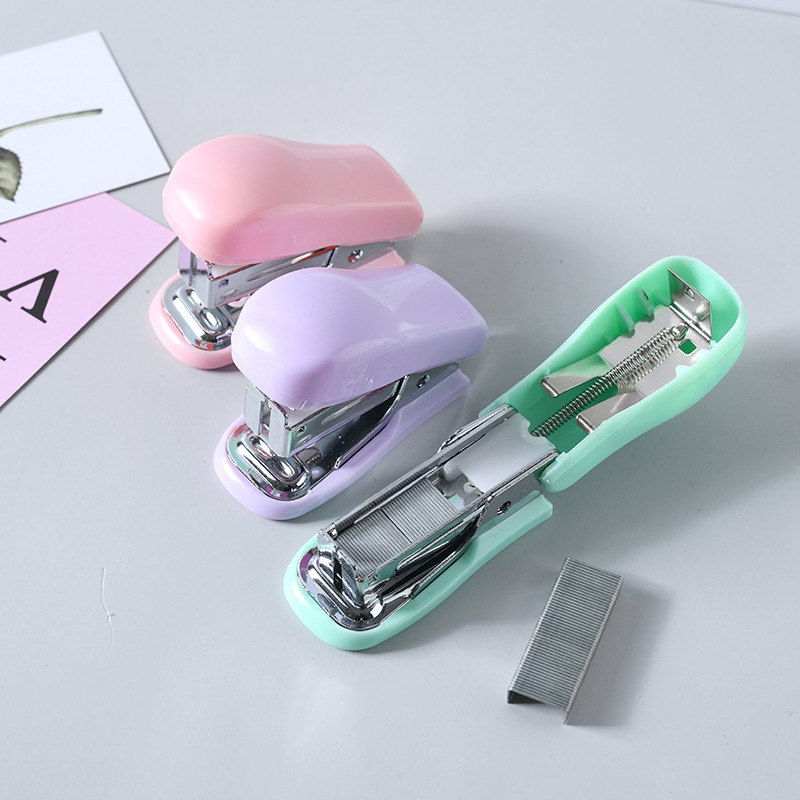 Macaron-colored No. 12 stapler, cute mini binding machine for student stationery, portable and effortless office stapler pic 7