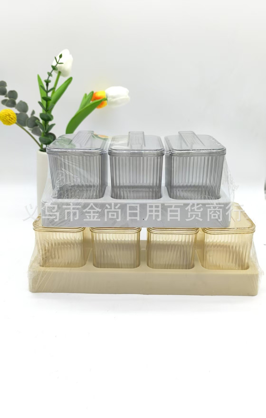 Plastic salt, monosodium glutamate, seasoning storage box, moisture-proof salt jar, seasoning box base, kitchen four-compartment independent seasoning box, thickened pic 4