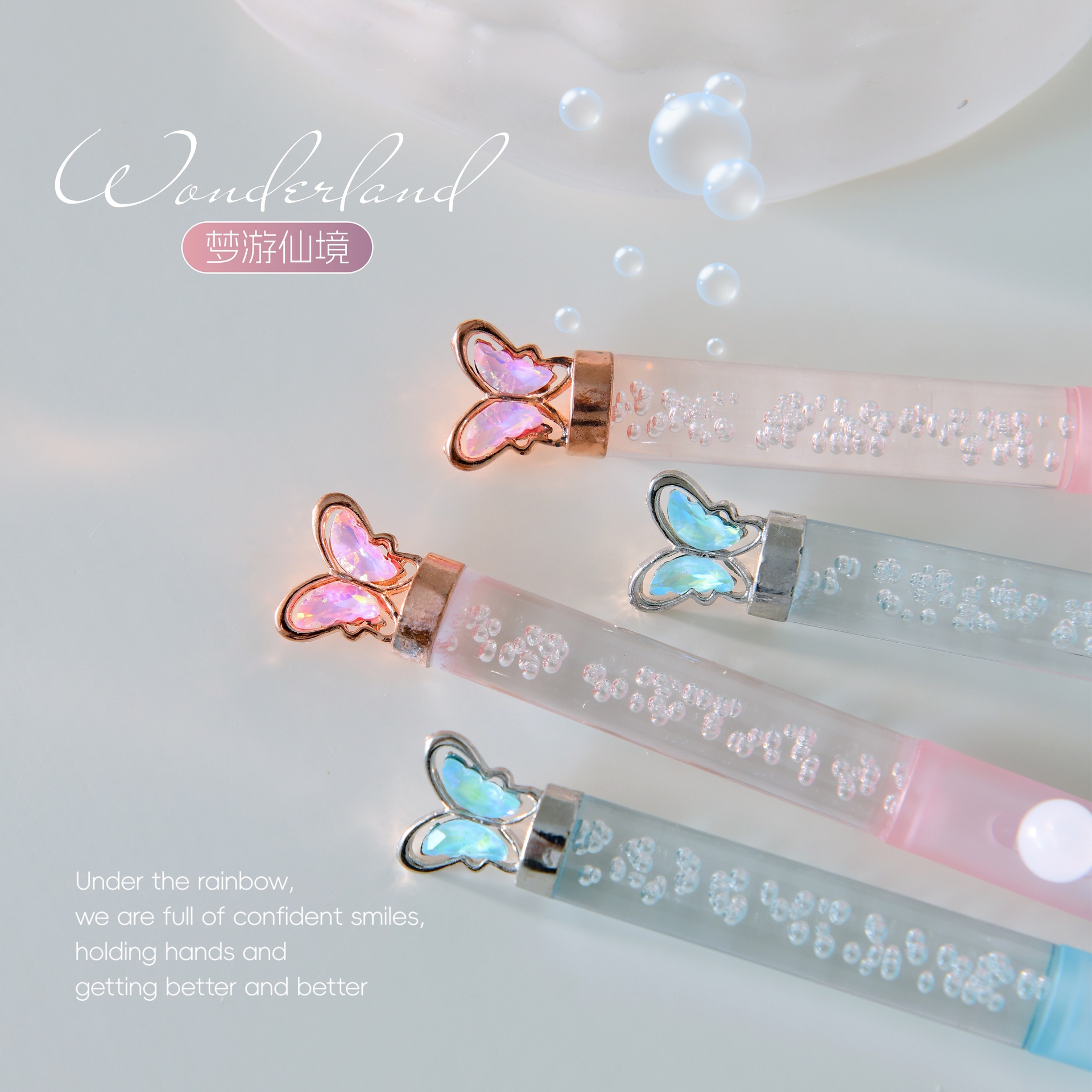 Dreamy butterfly-shaped transparent water drop pen, flower pen, beaded pen, beautiful advertising pen, DIY beaded pen pic 15
