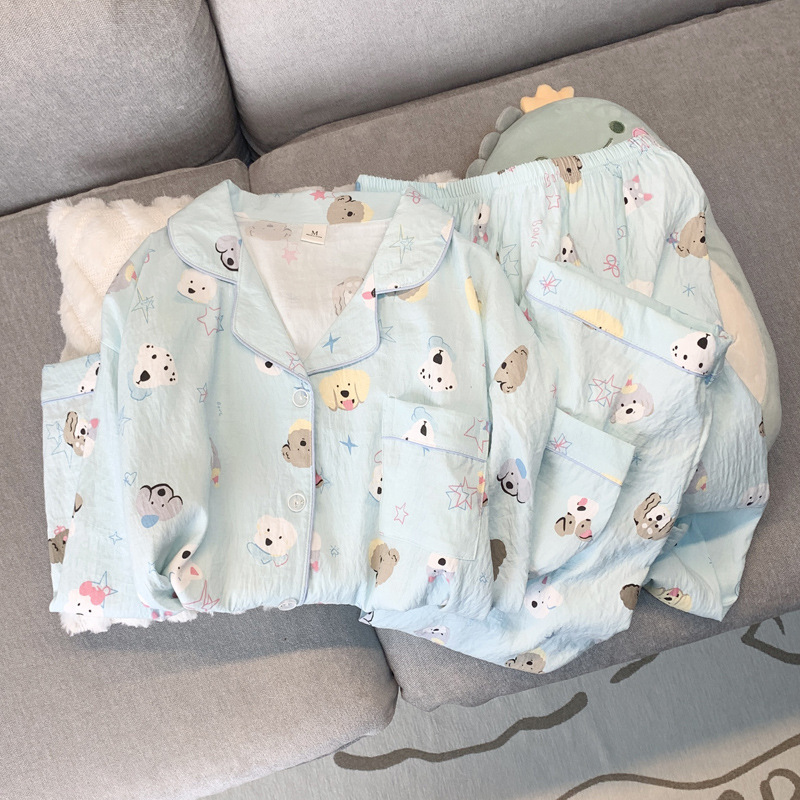 Spring new Cloud cotton Korean InS-style long-sleeved pajamas for girls, sweet and cartoonish, cute student home wear set pic 49