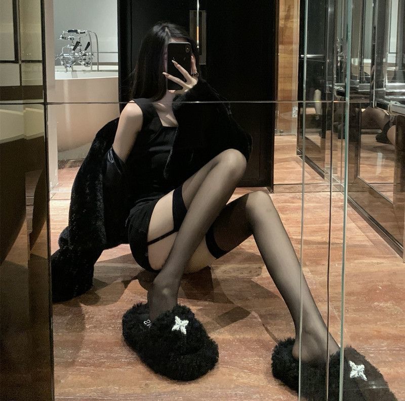 性感吊带一体袜情趣丝袜女长筒大腿袜撞色超薄黑边红色辣妹白丝袜详情10
