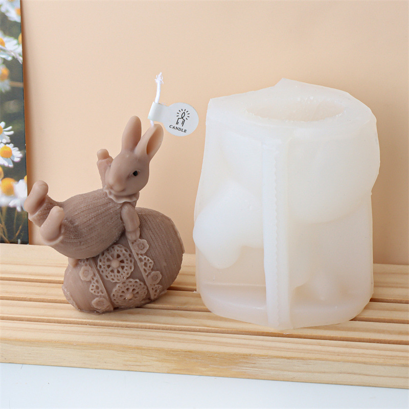 Cross-border Easter cute rabbit-shaped silicone mold DIY resin resin gypsum scented candle decoration pic 6