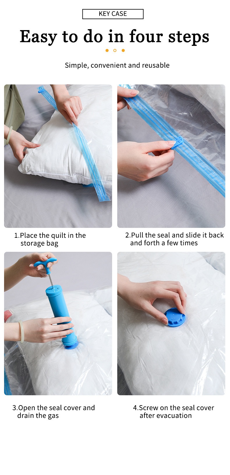 Transparent vacuum compression bag, seasonal clothing storage bag, clothes and quilt storage bag, hand roll, thickened explosion-proof zipper pic 18