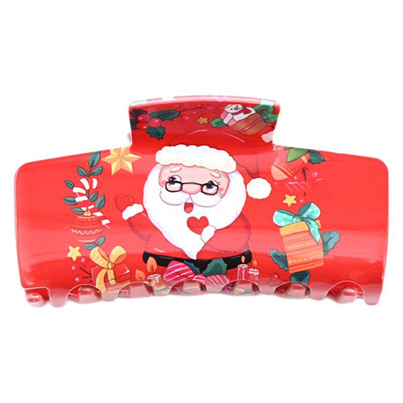 圣诞风发夹新款PVC印花圣诞节抓夹雪人圣诞老人可爱节日氛围头饰详情11