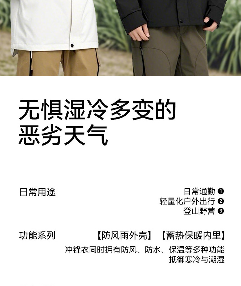户外冲锋衣男女款三合一可拆卸外套2024新款防风防水登山服详情2