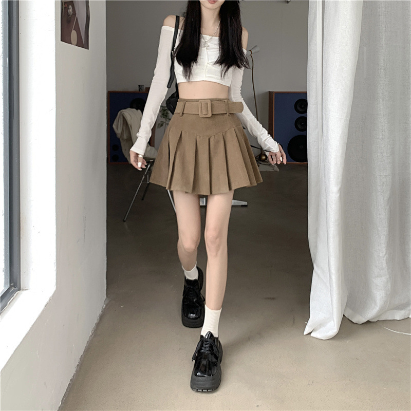 秋冬季韩版2024新款时尚辣妹高腰显瘦短款百搭纯色百褶半身裙子女详情33