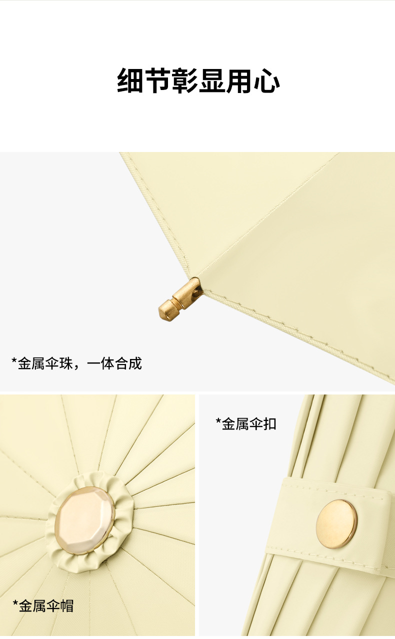 新款三折16骨手开彩胶晴雨伞实木手柄遮阳伞防晒太阳伞印logo现货详情26