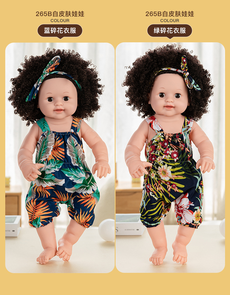 50cm cross-border simulation baby rebirth doll, African black kid, cute curly hair, vinyl companion toy doll wholesale pic 31
