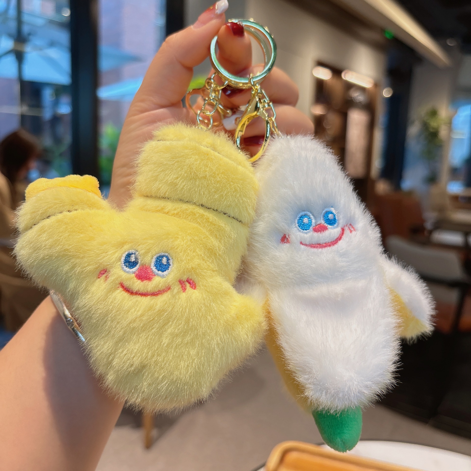 创意水果美食毛绒钥匙扣肉夹馍卡通儿童书包钥匙链可爱少女包挂饰详情12