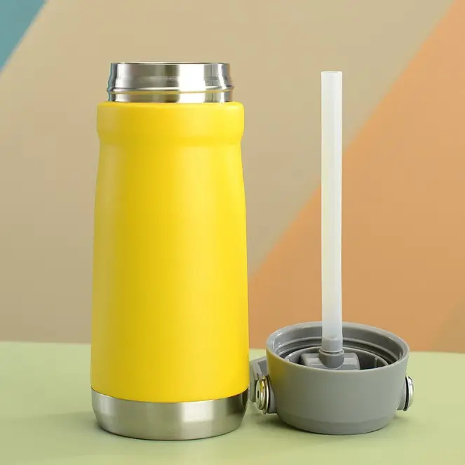 新款不锈钢双层真空保温杯太空壶带提手吸管户外便携大容量保温杯详情5