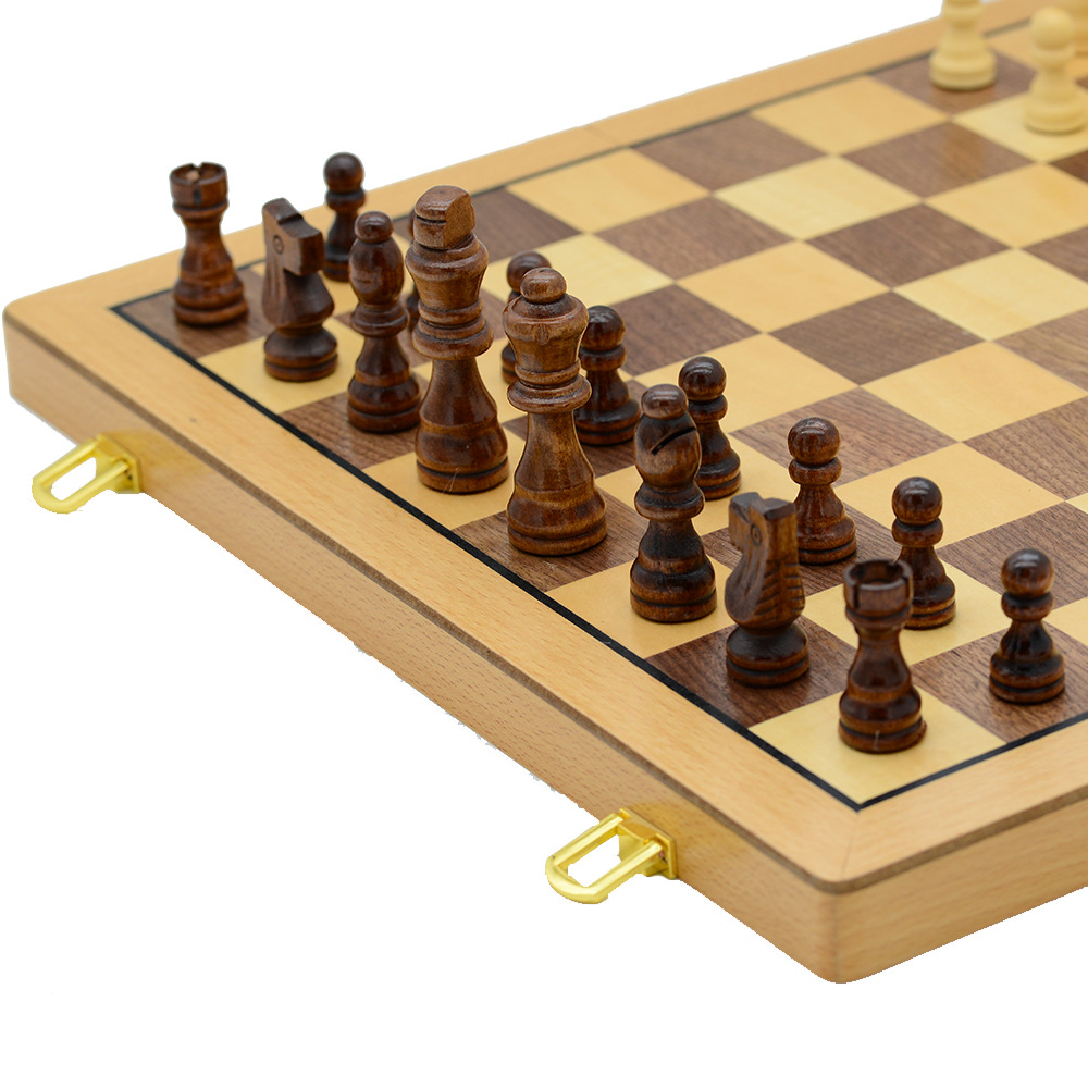 39cm magnetic chess, pine wood, double rear foldable board game toy, cross-border chess pic 6