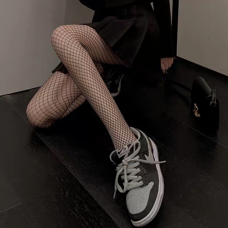 黑色渔网袜黑丝袜女薄款jk网袜镂空白色网格打底袜大中小连裤袜详情3