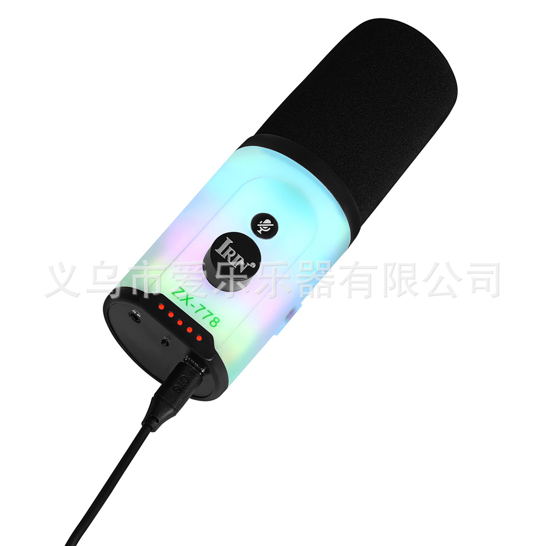 跨境USB直播麦克风炫彩渐变RGB动圈游戏降噪麦克风电脑手机话筒详情12