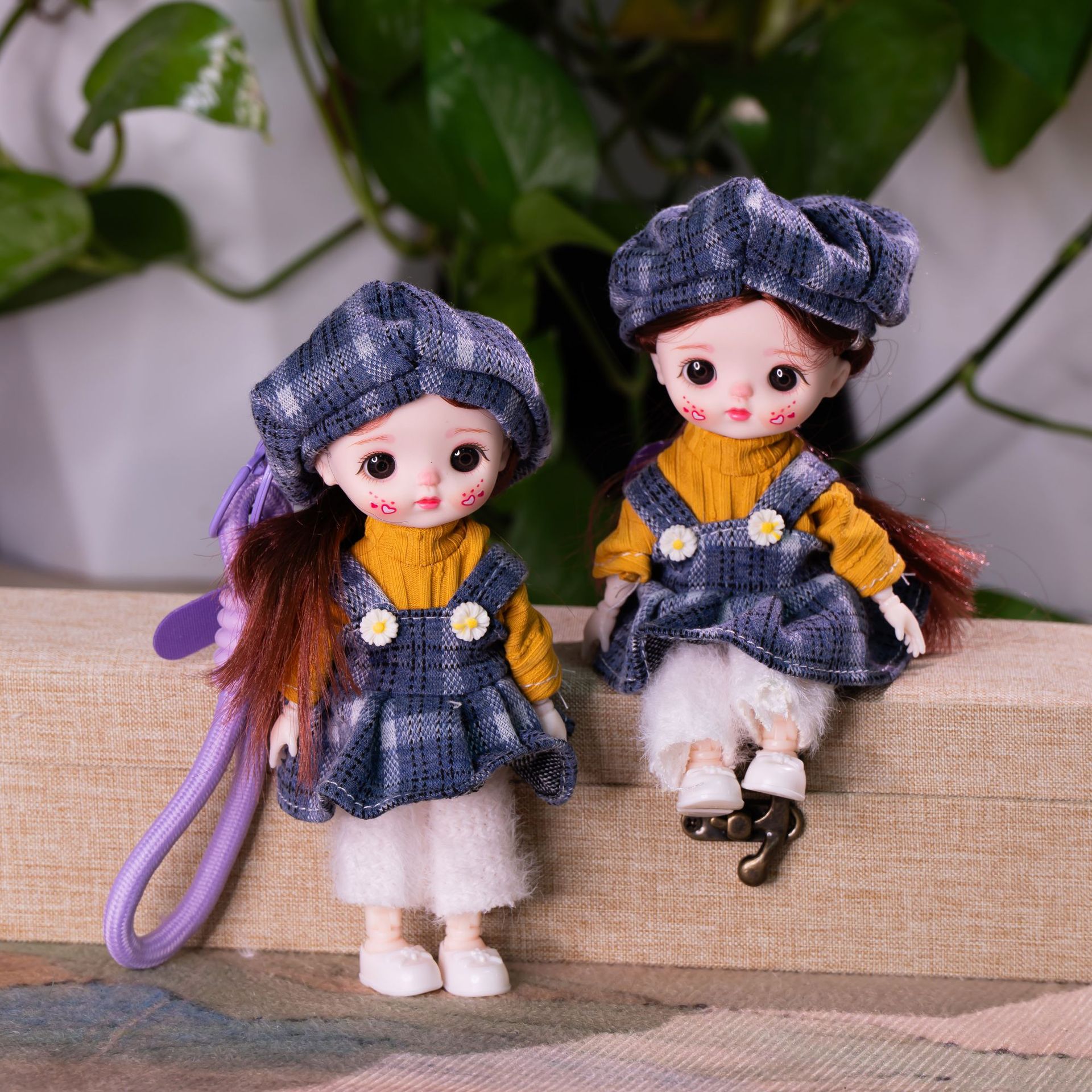 新款潮玩娃娃挂件6寸17公分换装衣服公仔关节可活动手机包包钥匙详情6