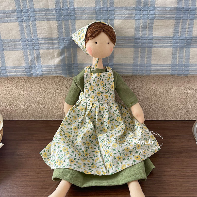 New Korean-style sweet floral dress doll, little girl baby, stylish carrier dress headscarf doll figurine pic 9