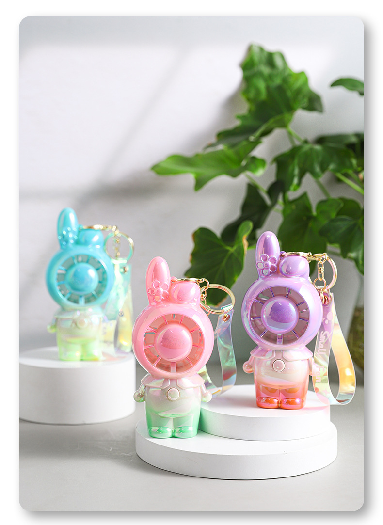 时尚渐变炫彩卡通usb可爱手持钥匙扣迷你风扇包包挂件女生礼品详情13