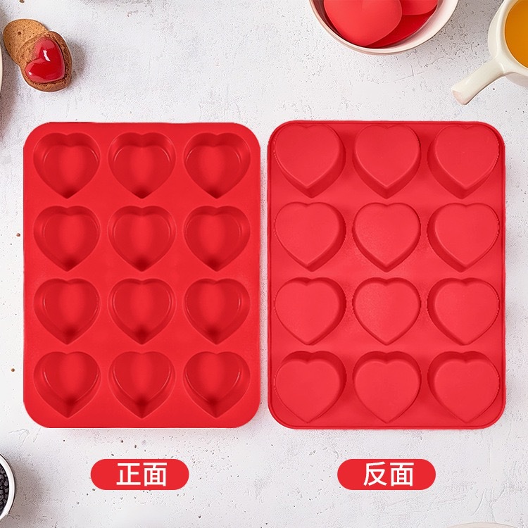 Baby accessories love mod nueva llegada 12 agujeros de silicona cake mold silicona de grado alimenticio 12/24 agujeros de amor cake baking mold pic 2