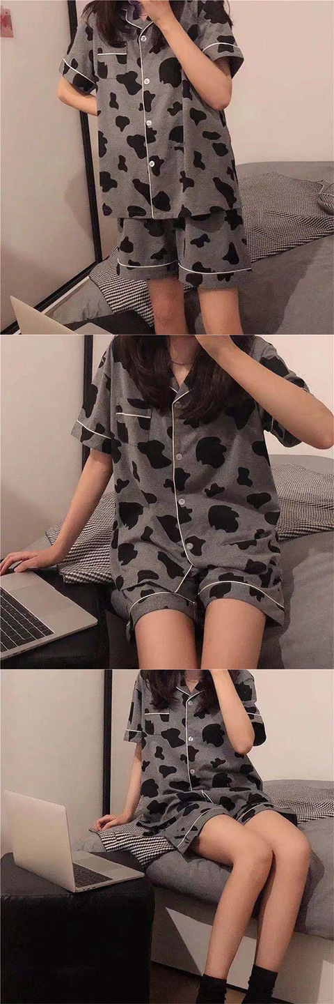 ins Fresh pajama women Summer short sleeves and shorts Korean cardigan plus-size Korean Japanese-style home wear two-piece set pic 12