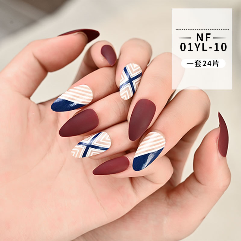 European and American matte long nail patches, wearable nails, 24-piece box nail patches, finished fake nail patches pic 11