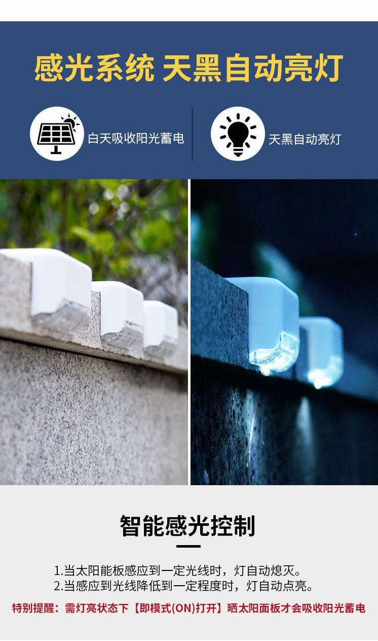 Solar garden lights, decorative lighting fixtures, staircase, household outdoor yard steps, wall lamps, waterproof outdoor sensor lights pic 3
