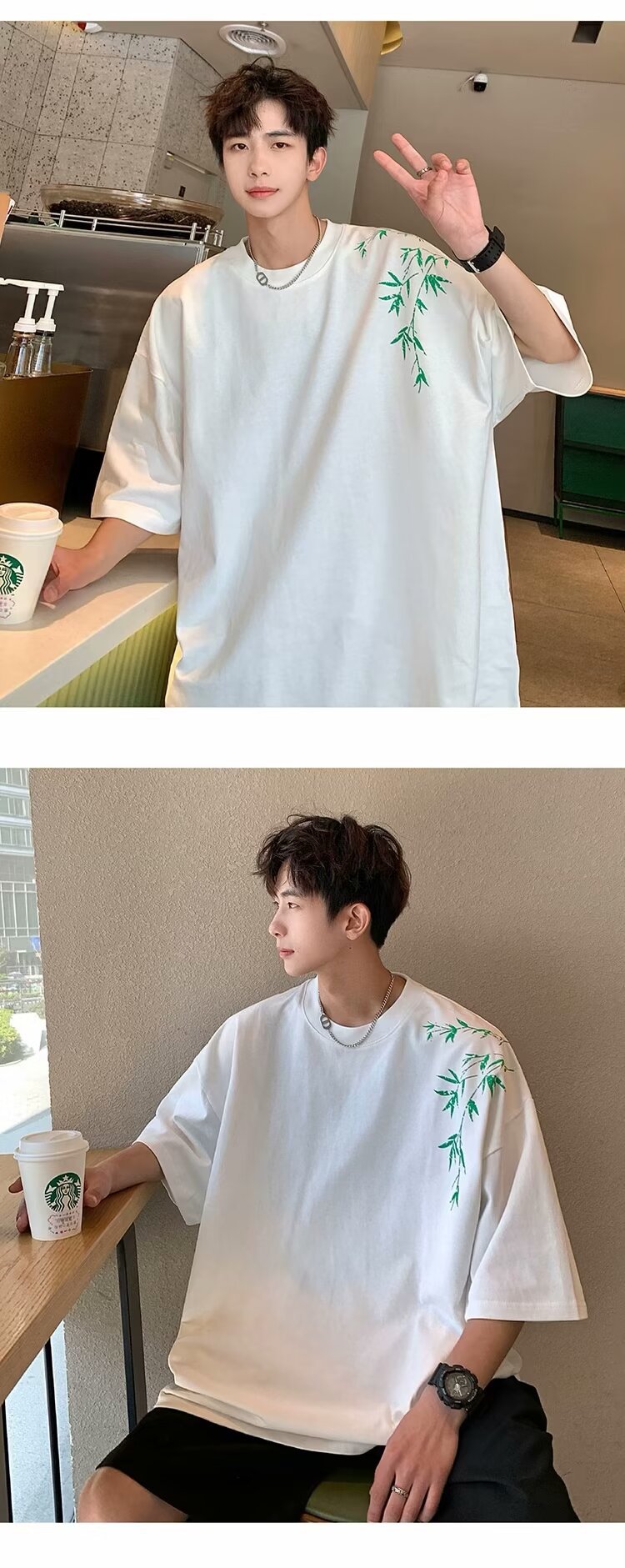 2024 bambú bordado manga corta camiseta verano nueva versión coreana holgada tendencia versátil casual hombre top moda nacional pic 18