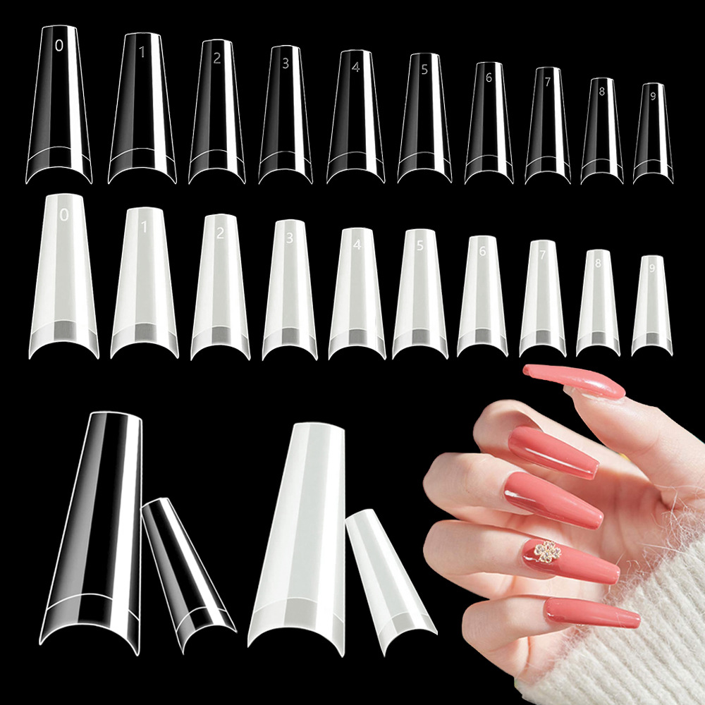 5号清装coffin牛仔甲芭蕾甲平头法式透明假指甲无痕甲片穿戴甲500详情8