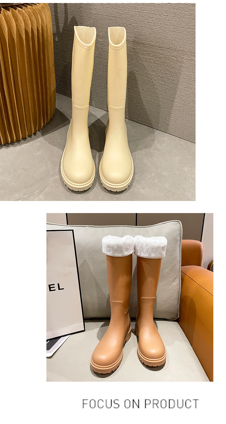 跨境时尚高筒雨鞋女保暖厚底韩版百搭防水靴外穿防滑厨房胶鞋女士详情22